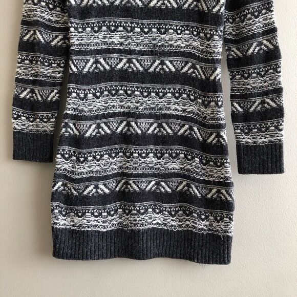 Garage Comfy Stretch Knit Stripe Scoop Neck Long Sleeve Mini Dress Grey - Picture 6 of 13